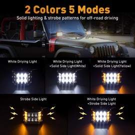 TALMYT 4 Inch Side Shooter Strobe Lights - Dual White & Yellow Flash, 36W LED Emergency Warning for Truck, Jeep, ATV, SUV, Boat