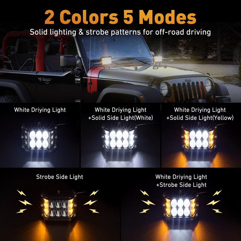TALMYT 4 Inch Side Shooter Strobe Lights - Dual White