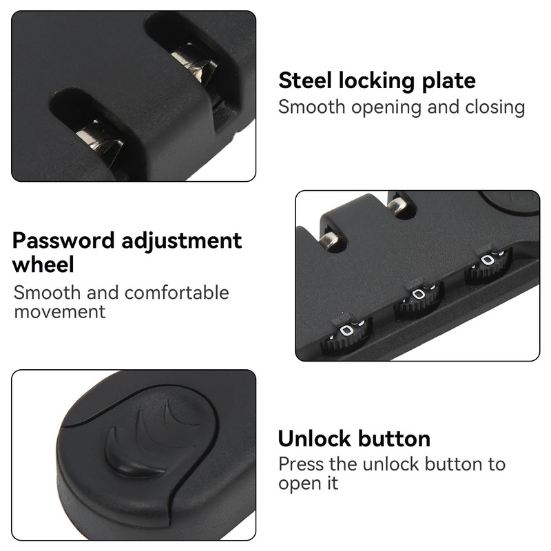3 Digit Combination Lock, Versatile Travel Luggage Locks Suitcase Password