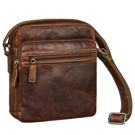 STILORD 'Kony' Vintage Men's Leather Shoulder Bag - Robust Men's Handbag - Men's Bag for Hanging Shoulder Bag Men - Crossbody Messenger Bag Small Made of Genuine Leather, Salerno - Brown