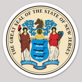 American The Great Seal Of The State Of New Jersey Round Sticker Decal Multiple Sizes - 5" Wide