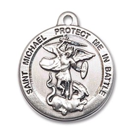 bliss Sterling Silver St Saint Michael The Archangel Medal Pendant Necklace W/ Chain