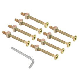 PATIKIL M6 x 65mm Bunk Bed Bolts, 8 Pack Hex Drive Socket Cap Barrel Screws Bolt Nuts Assortment Kit with 1Pcs Wrench for Furniture Bed, Zinc Color