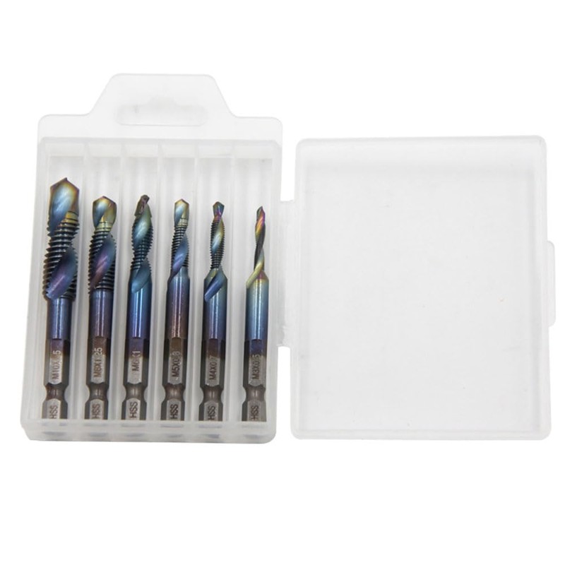 Tap Spiral 6-piece Tap Drill Set, High Speed Steel Tap