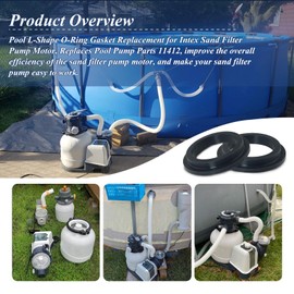 11412 Pool L-Shape O-Ring Gasket Replacement for Intex Sand Filter Pump Motor, Replaces Pool Pump Parts 11412 (2 Pcs)