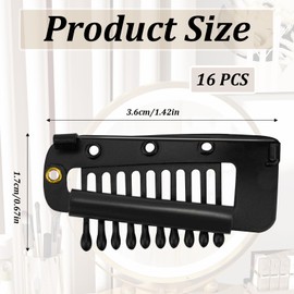 16Pcs Chunni Clips with Safety Pins, Black Strong Chunni Clips Dupatta Clips U-shape Metal Wig Clips Hair Extension Clips Hijab Pins for Headscarf Shirts