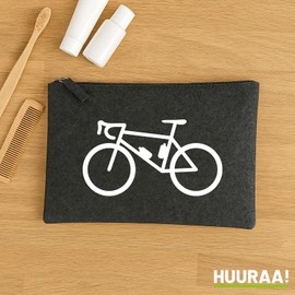 Huuraa Wash Bag Bike Bicycle Gift 1 Litre Charcoal Felt Bike Gift Idea