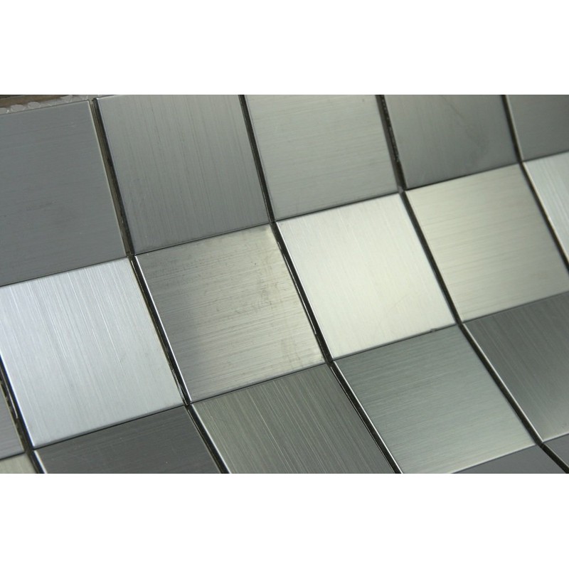 Matte Silver Stainless Steel Metallic Square Glass Mosaic Tiles for