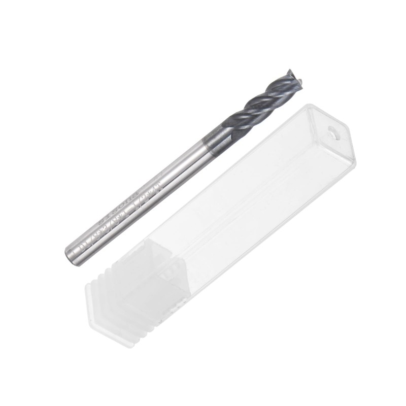 QUARKZMAN Square Nose Cutter, 1/8" Tip Diameter, Solid Carbide, AlTiN