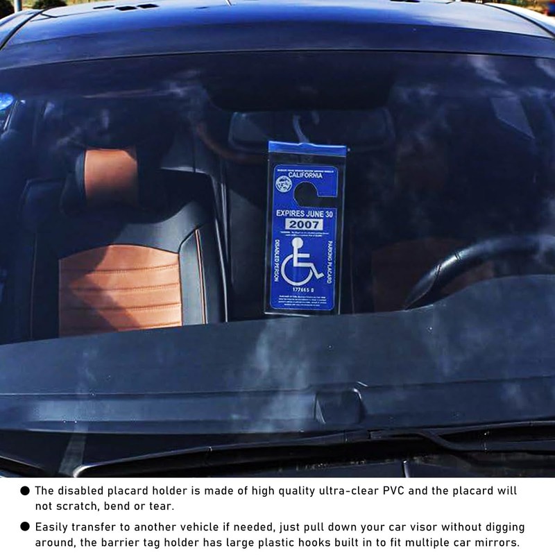 Suvnie 2 PCS Handicap Placard Holder, Ultra Transparent Disabled Parking