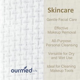 Ourmed Life - Toalla facial desechable | Toallas biodegradables portátiles sin pelusa | Toallitas limpias, súper suaves y gruesas para piel sensible, tamaño grande de 10 x 12 pulgadas, 25 unidades