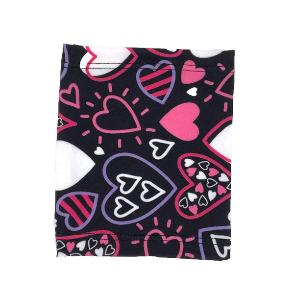 6.5" long approx Short Picc Line Arm SLEEVE Cover for Chemo, Diabetes Freestyle Libre SEVERAL PATTERNS (Hearts on Black)