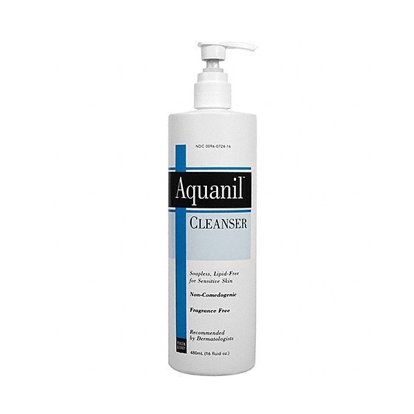 Aquanil Cleanser 16oz 480ml Non-Comedogenic Fragrance Free Soapless, Lipid-Free for Sensitive Skin (Pack of Two 16oz Bottles)