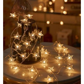 WFGGEH Star String Lights, 10ft 20 LED USB Powered Star Fairy String Lights Warm White for Birthday Party Wedding Christmas Home Decoration, WLD0001