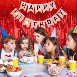 3 Pack Red Party Backdrop Tinsel Streamers Christmas Decorations Foil Fringe Backdrop Curtains Carnival Casino Theme Birthday New Year Holiday Celebration Bachelorette Party Decorations Supplies