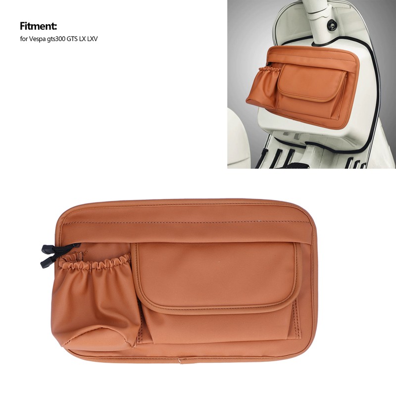Waterproof Storage Bag Artificial Leather Brown Zipper Organizer for Vespa