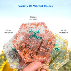 Rolio Metallic Foil Flakes, 3 Bottles (Gold, Copper, and Silver), Imitation Gold Foil Flakes for Epoxy, Nail Art, Painting, DIY Arts & Crafts, Slime, Face & Eye Makeup, Resin Jewelry 5g/0.17 oz Each