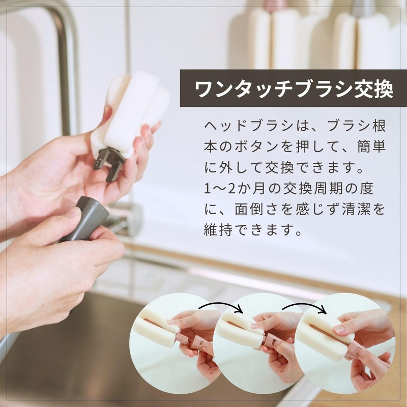 MOTHER-K 109668 Nipple Brush, Bottle Brush, High Adhesion, Foaming Sponge,