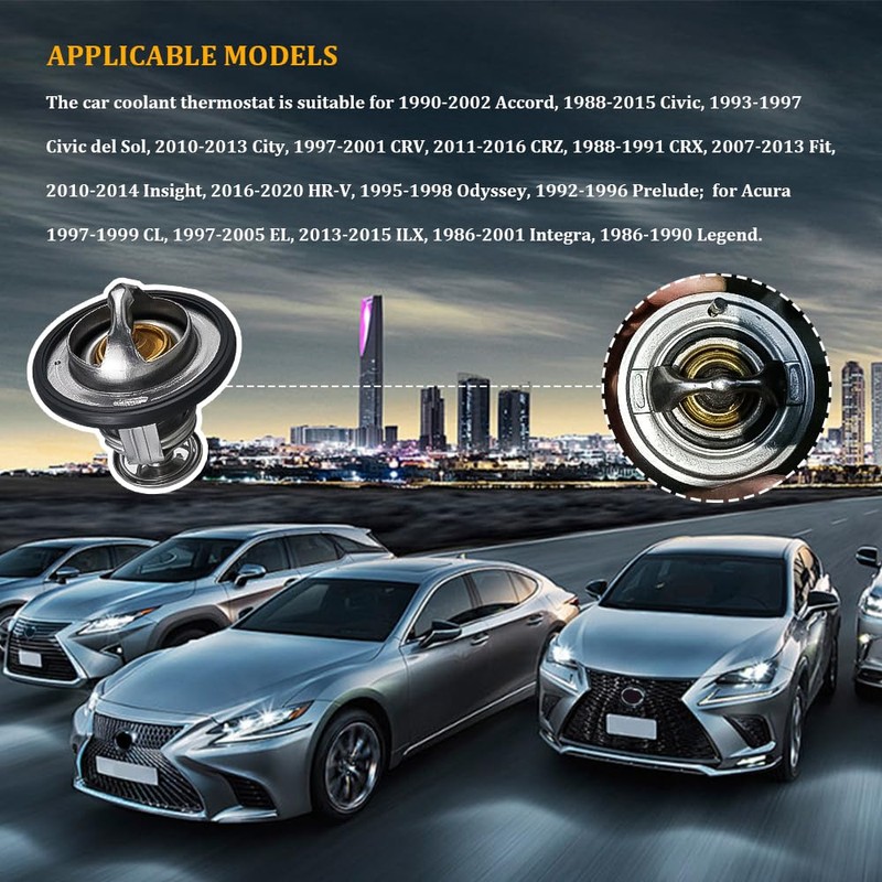 Car Thermostat, High Performance Automotive Replacement Engine Thermostat with Gasket,
