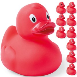 eBuyGB Rubber Duck Floating Bath Time Toy for Children, Red, Pack of 20