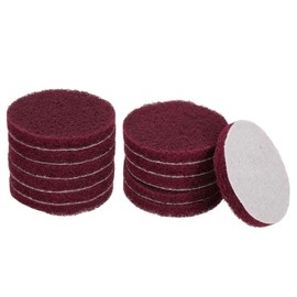 sourcing map 12pcs Scrubber Scouring Pads 400 Grits 3 Inch Drill Power Brush Hoop and Loop Surface Conditioning Disc Drill Scuffing Disc Scrub Pads for Home Kitchen Cleaning, Red