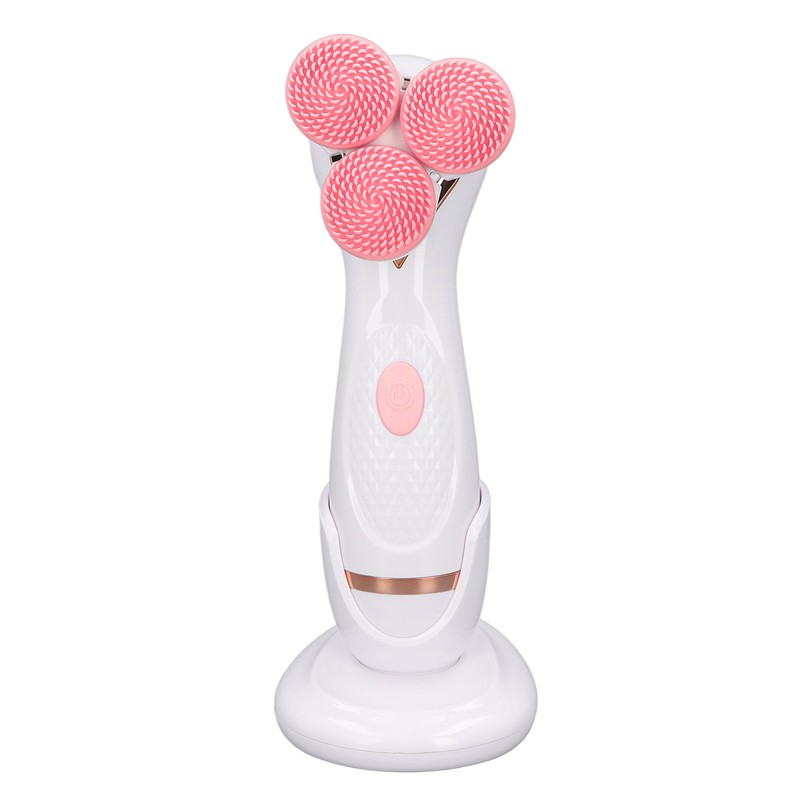 Electric Facial Cleansing Brush 3 Head Massage Facial Exfoliating Silicone