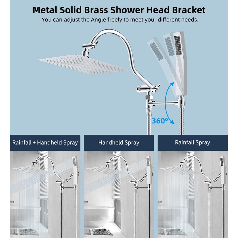 Hibbent All Metal Shower Head, 8'' High Pressure Rainfall Shower