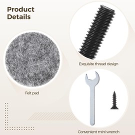 Epicover 8 Pcs Heavy Duty Furniture Levelers - Carbon Steel Adjustable Furniture Feet with Wrench,Felt Pads and T-Nuts for Tables,Cabinets,Chairs,Workbench,Sofa and More,Large Base Supports