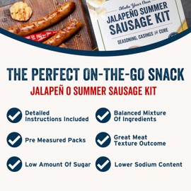 PS Seasoning Jalapeno Summer Sausage Kit - Includes Seasoning, Casings, and Cure for up to 25 lbs of Meat, For Pork, Beef, Venison, Wild Game