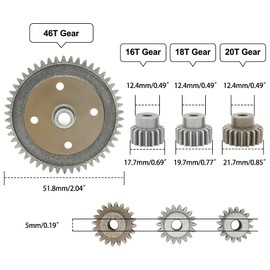 OGRC 46T Spur Gear with 16T 18T 20T Gear Pinion for ARRMA Felony 6S / FIRETEAM 6S / Infraction 6S / TLR Tuned Typhon (Replace #ARA310939)