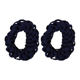 Shoelace Hair Scrunchies Elastic Hair Ties - Set of 2 - Navy