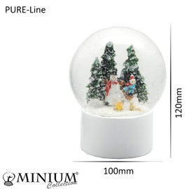 Minium Collection 20140 Snow Globe Snowman with Child on Sledge Winter Scene on Base White Pure Line Diameter 100 mm