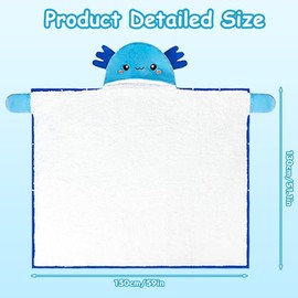 Axolotl Blanket with Hoodie, Flannel Cuddly Blanket, Fluffy, Portable Blanket, Sofa Blanket with Hat and Gloves, Axolotl Gifts for Women, Cute Axolotl Blanket for Girlfriend, Women, Sister, Mum, blue