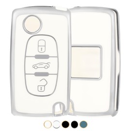 OFF WE GO OFF WE GO Autoschlssel Hlle Schlsselhlle Cover fr Peugeot 107 207 307 407 607 208 308 408 Schlsselcover Schlsselbox fr Citroen C2 C3 C4 C5 C6 C8 C-Triomphe Schlssel Schutz Geh?use,Wei? Silber