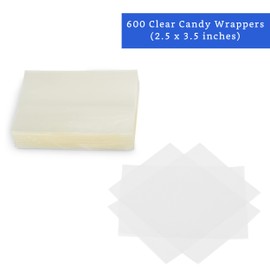 Clear Candy Wrappers for Caramels (600 Pcs SMALL 2.5 x 3.5 inches) - Natural Clear Cellophane Wrappers - Caramel Wrappers - Candy Wrappers for Chocolate - Hard Candy Wrappers - Lollipop Wrappers
