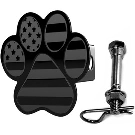 Dog Paw Foot Metal Hitch Cover with Pin Bolt (Fits 2" Receiver, Black)