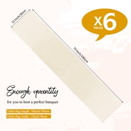 YMHPRIDE 6 Pack Cream Satin Table Runners 12x72 Inch Long for Wedding Party Birthday Banquet Table Decoration