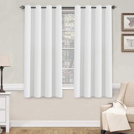 H.VERSAILTEX Pure White Curtains 63 inch Length Window Treatment Panels for Living Room Thermal Insulated Grommet Curtain Drapes (Set of 2)