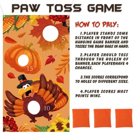 Thanksgiving Bean Bag Toss Game Sets Turkey Hanging Toss Game Banner with 3 Bean Bags Thanksgiving Turkey Toss Games for Teens Adults