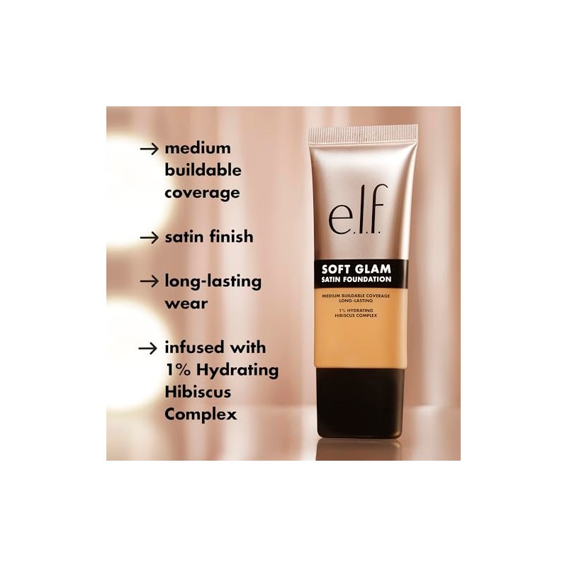 e.l.f. Soft Glam Foundation, Medium Coverage, Long-Lasting & Buildable Foundation