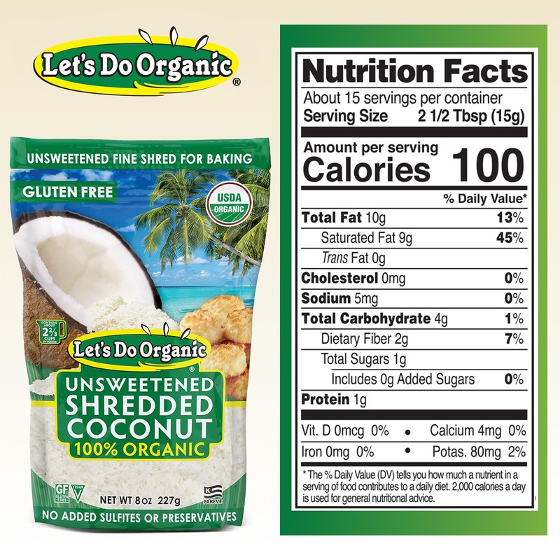 Let's Do Organic Unsweetened Shredded Coconut - Coconut Shreds, Great