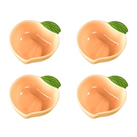 Mozacona - 4 platos de cerámica con forma de melocotón