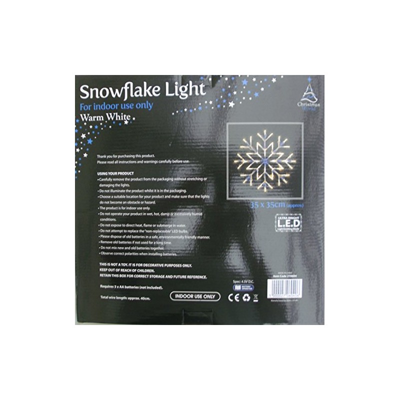 Warm White LED Snowflake Light 35cm x35cm Christmas Xmas
