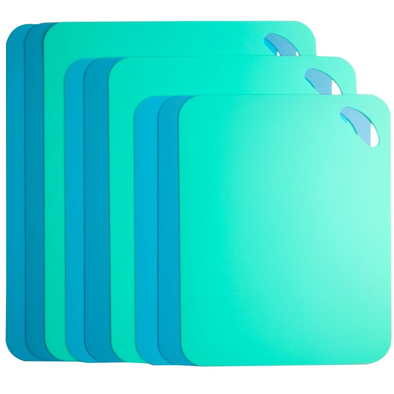 Plastic Flexible Cutting Mats for Kitchen, 3pcs Color Coded Chopping