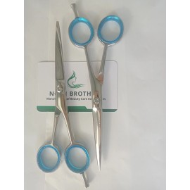 NOMI BROTHERS 2 PCS Professional Hair Scissors 6 Inch J2 Stainless Steel Barber Scissors Set