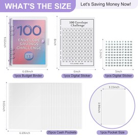 100 Envelopes Money Saving Challenge Binder,2024 New Budget Binder with Cash Envelopes,Expense Budget Sheet for Budgeting and Saving Money,Easy Way to Save $5,050 (Purple)