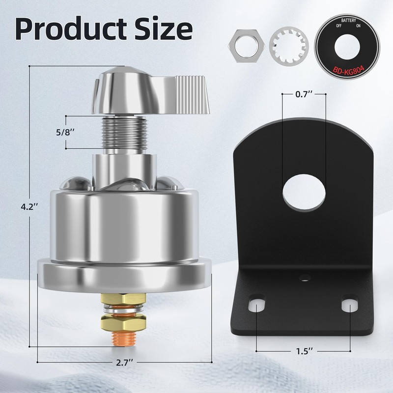 Joinfworld 12V Battery Disconnect Switch with Side Post Mounting Bracket,