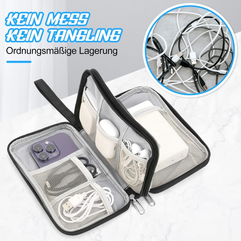 Double Layer Electronic Organiser, Travel Cable Bag, Portable Electronic Storage