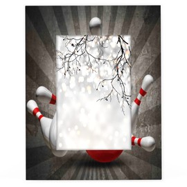 OMFUNS Vintage Bowling Ball 5x7 Picture Frames Sport Bowl Photo Frames Collage for Wall Mounting Tabletop Display Wood Photo Picture Frame Home Office Decoration Family Friends Gift