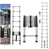 Telescoping Ladder 12.5FT Stainless Steel Extension Ladders Heavy Duty Collapsible